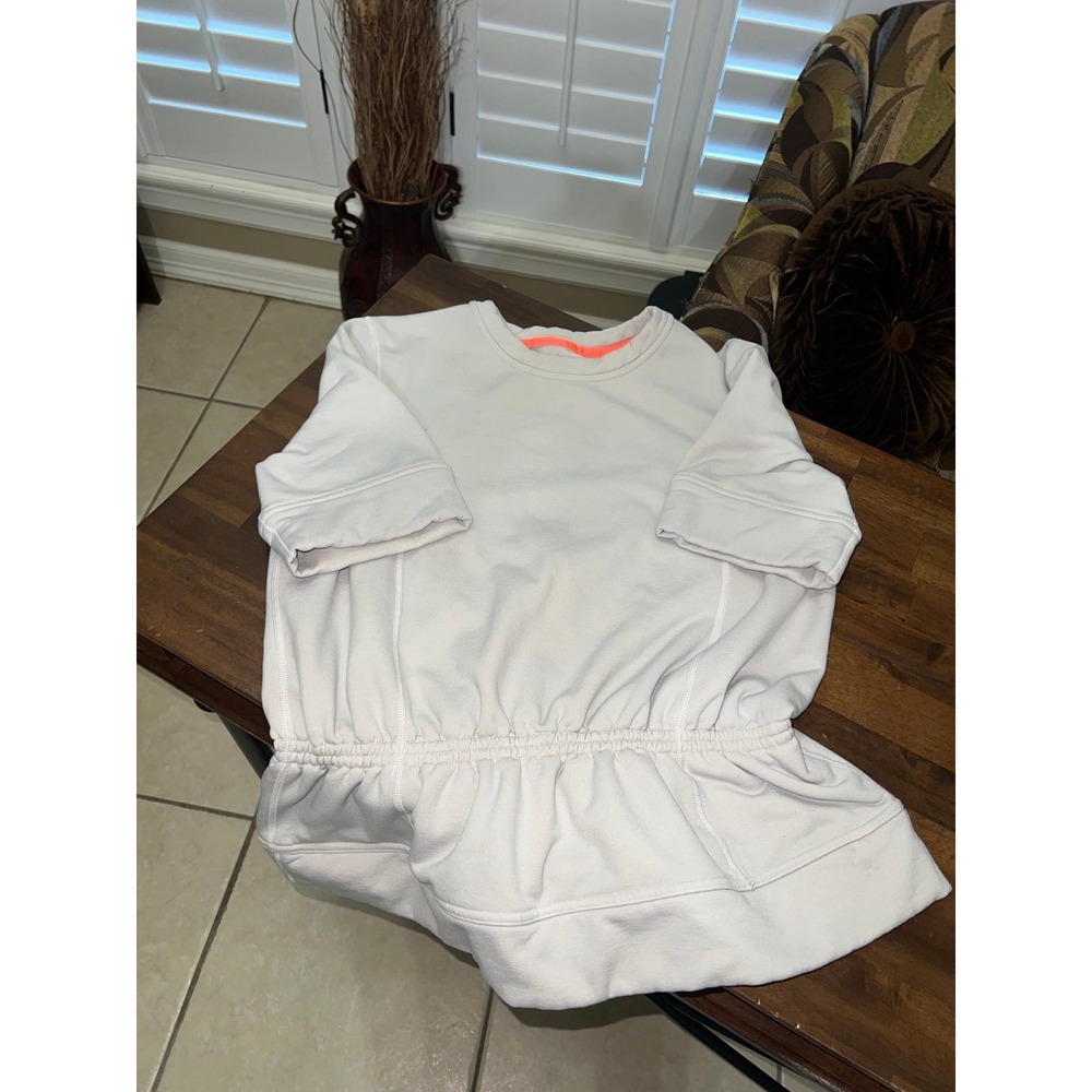 Women's Lululemon Athletica Peplum Blush Orange Fleece Pullover Sweater Sz 6/8
